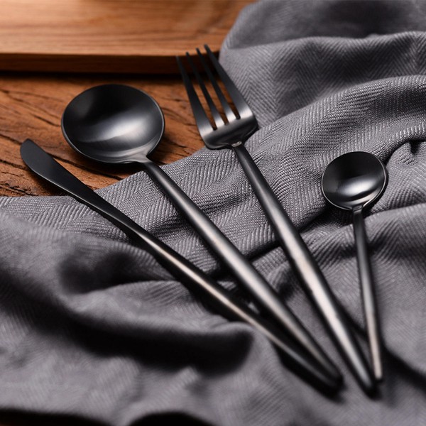 Stainless steel matte tableware set