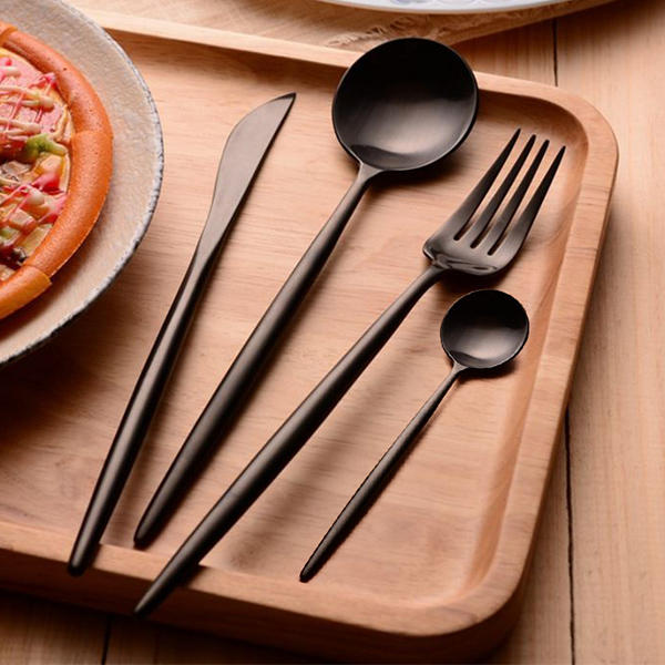 Stainless steel matte tableware set