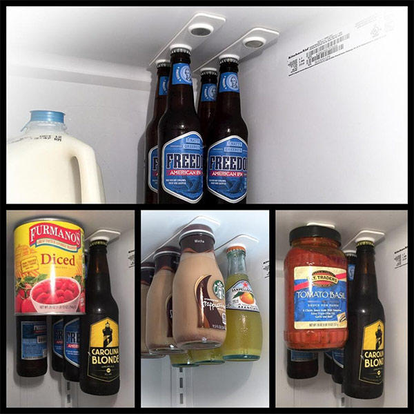 Refrigerator magnet beer bottle rack