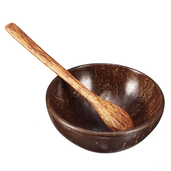 Coconut shell bowl and spoon