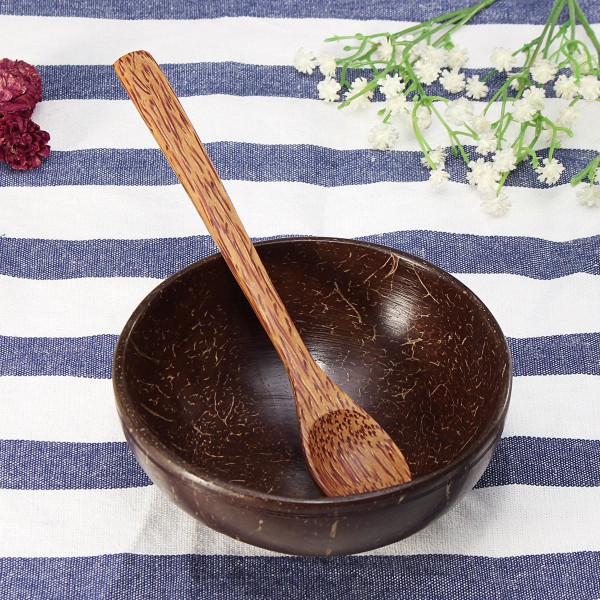 Coconut shell bowl and spoon