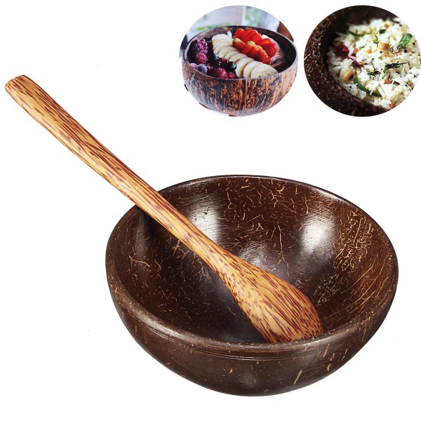 Coconut shell bowl and spoon