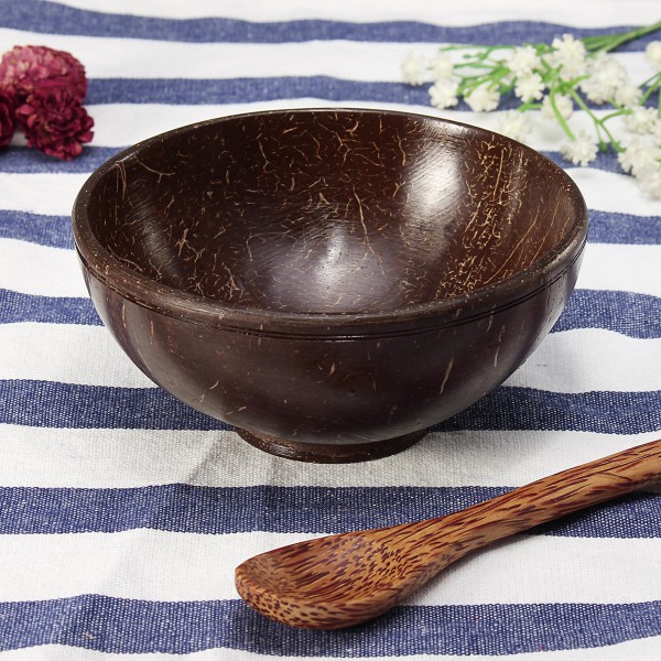 Coconut shell bowl and spoon